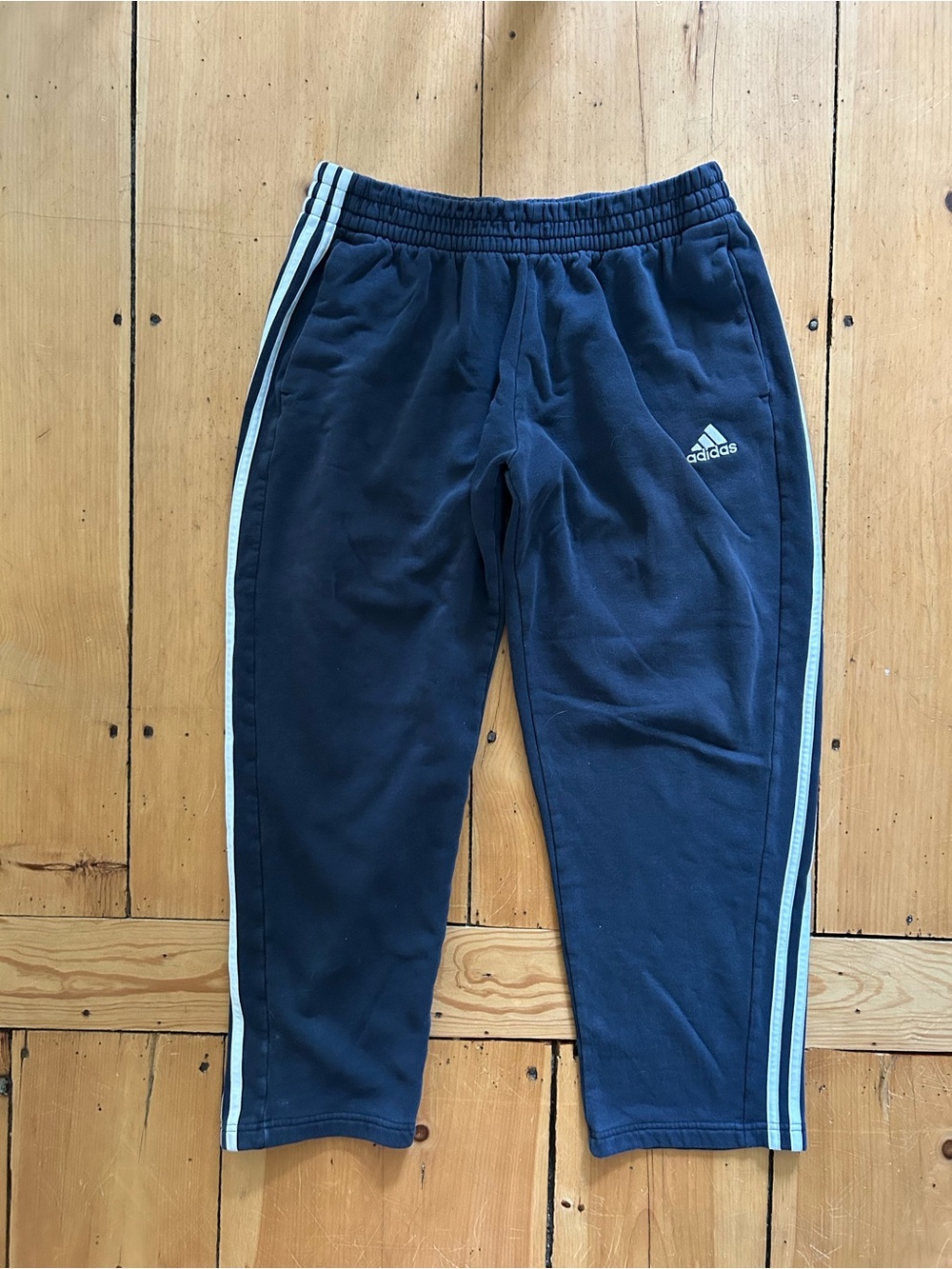 Vintage adidas Navy Track Pants with White Side Stripes